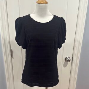 White House Black Market Black Puff Sleeve Blouse